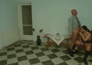 Real daughter sucks her old dad boner